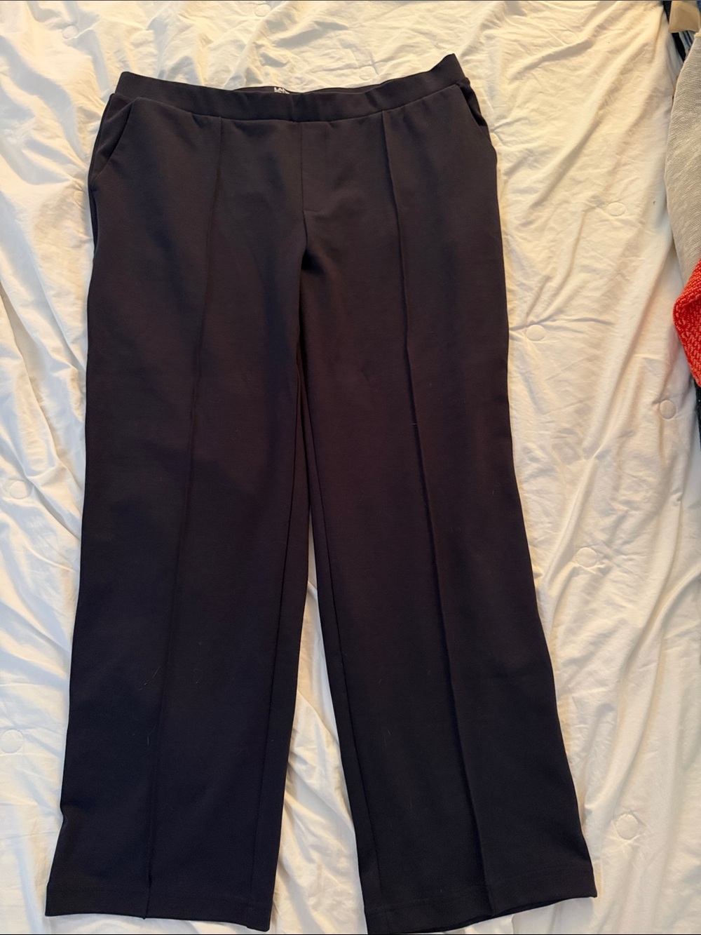 Lands' End Women's Dark Blue Straight-Leg Trousers with Front Creases